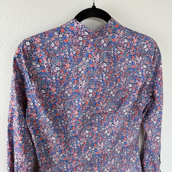 J. Crew Liberty Kayoko Floral Slim Perfect Shirt Deep Blue Multi Casual 0 - Picture 12 of 13